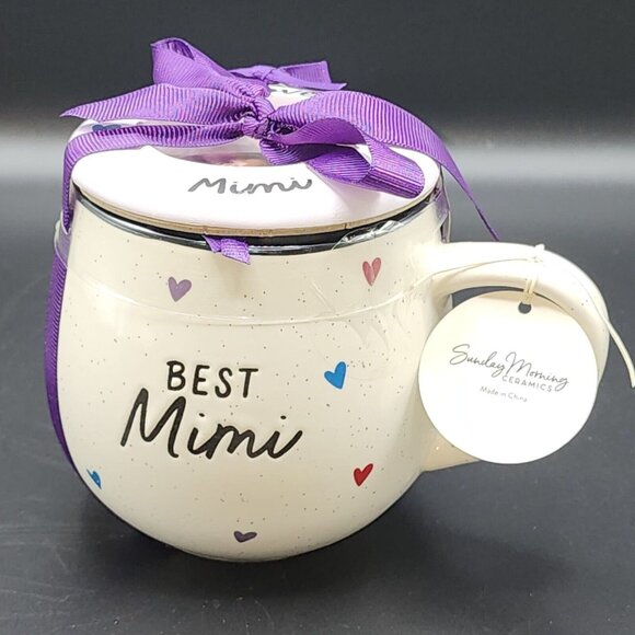 Best Mimi Ivory Ceramic Coffee Mug And Lid With Photo Ornament Gift Set 16oz - Picture 4 of 9